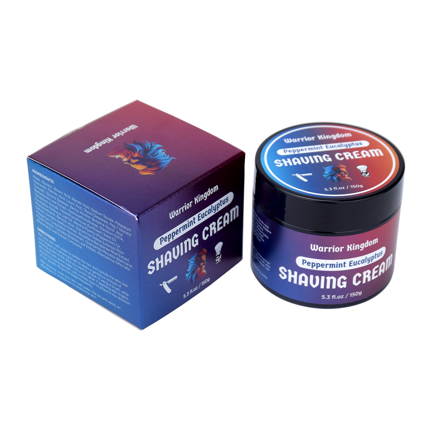 Warrior Kingdom Shaving Cream - Peppermint Eucalyptus for sensitive skin Vegan Paraben free