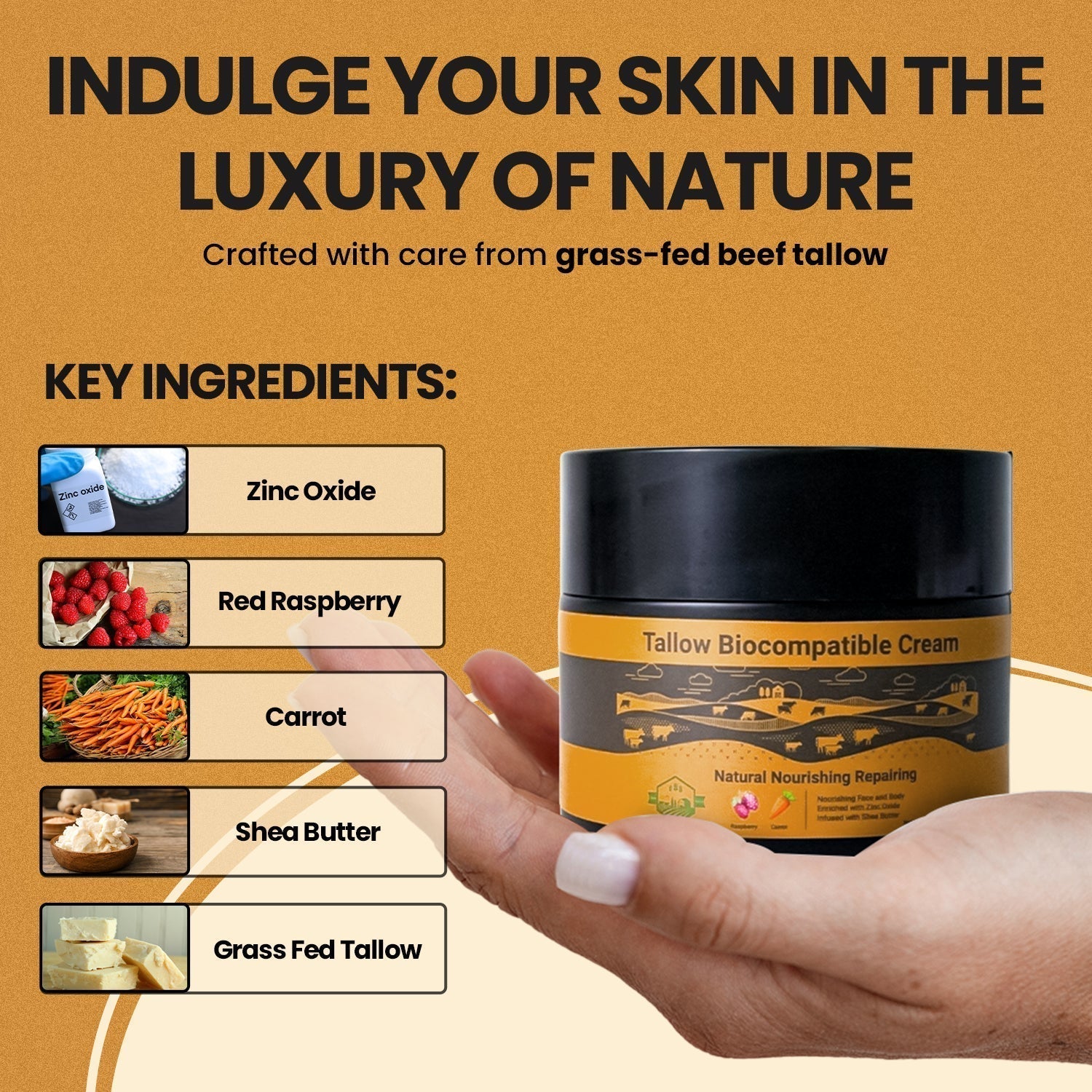 grass-fed beef tallow face cream with non-nano zinc oxide