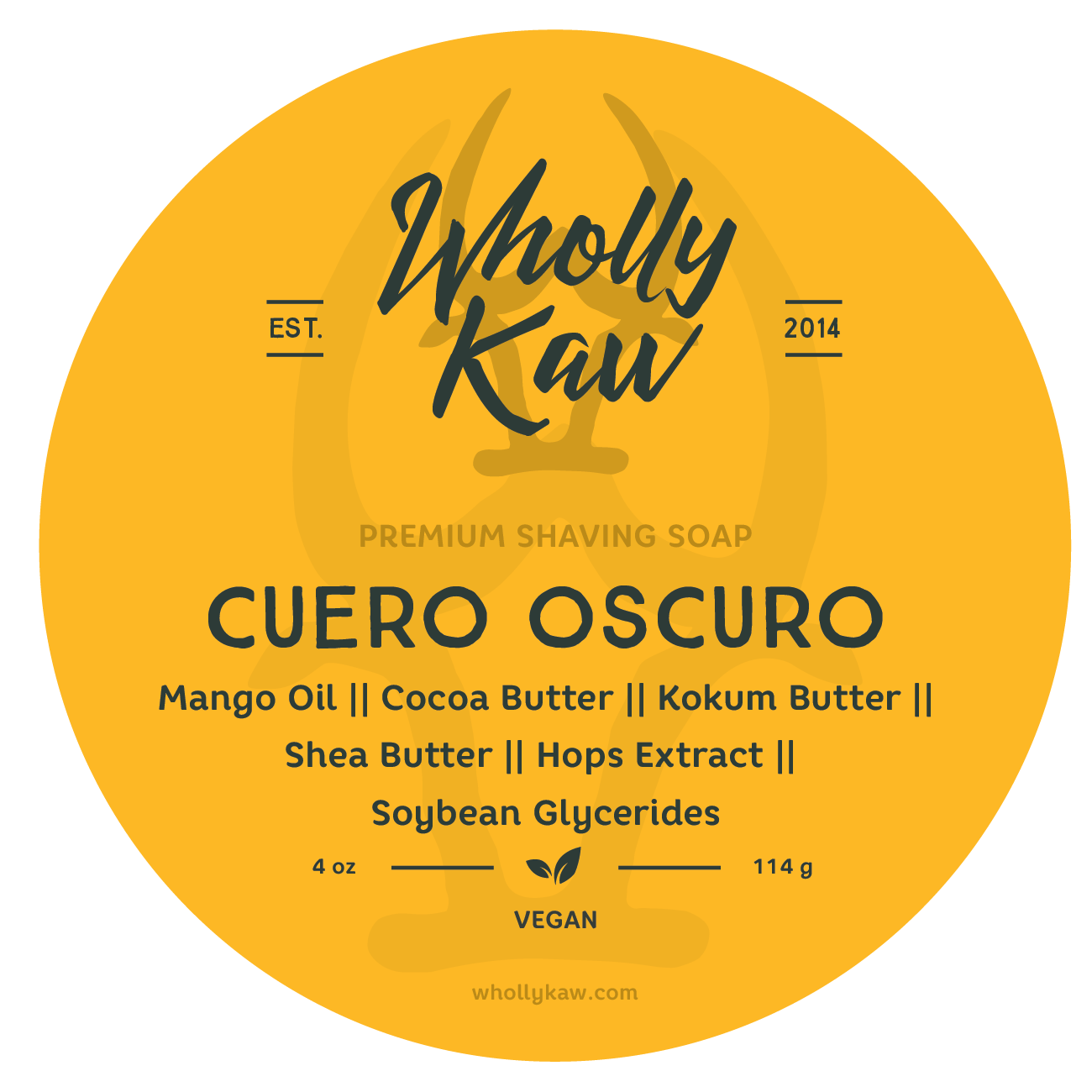 Cuero Oscuro Leather Shaving Soap, Tallow/Vegan | WhollyKaw